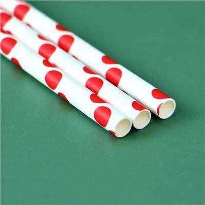 लाल डॉट्स मुद्रित पेपर स्ट्रॉ